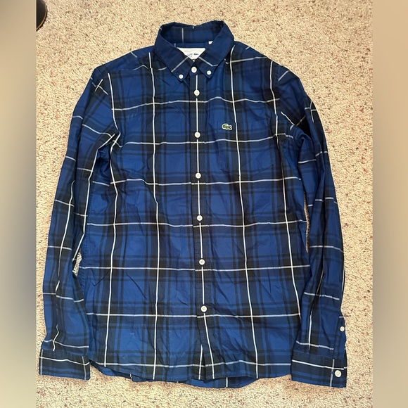 Lacoste Men's Navy Checkered Shirt - Picture 1 of 1